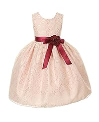 Girls Polyester/Satin  Lace Sleeveless Tea Length Flower-Girl Dress  With a Bow(s) and a Ribbon  and a Sash 
