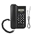 Corded Phone Desk Landline Telephone with Backlit Display Caller ID & Call Waiting Function, for Home Office (White)(Black)