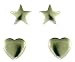 Silver Plain Star and Heart Stud Earrings Set