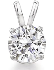 0.33 Carat (ctw) 14K White Gold Round White Diamond Solitaire Pendant 1/3 CT GIA certified with FREE 10K Gold Chain; certificate number engraved on diamond
