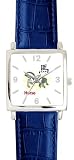 Horse - Chinese Symbol - WATCHBUDDY® DELUXE SILVER TONE SQUARE CASE WATCH - Blue Strap - Small Size (Children's: Boy's & Girl's Size)