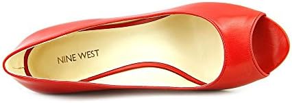 Nine West Relaxinn Womens Size 8.5 Red Open Toe Leather Wedges Heels Shoes