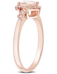 10k Rose Gold Accent Diamond and Morganite Heart Ring (0.1 Cttw, G-H Color, I2-I3 Clarity)
