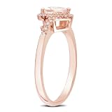 10k Pink Gold 5/8 CT TGW Morganite 1/10 CT TDW Diamond Heart Ring (G-H, I2-I3)