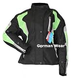 Damen Motorradjacke Textilienjacke Atmungsaktiv Kombigeeignet GRÜN, Jackengröße:L