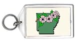 Arkansas Map And Flower Keychain