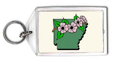 Arkansas Map And Flower Keychain