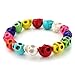 JEWELRIESHOP Skull Bracelet Colorful Howlite Synthetic Turquoise Skeleton Tibetan Prayer Bead Mala Bracelet for Men Women