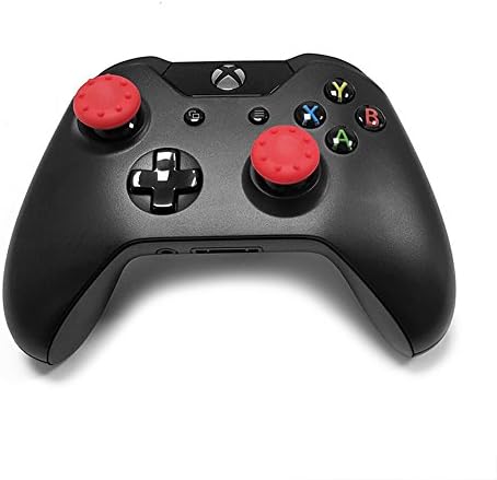 Vorbana Thumb Grip: Stick Covers for PS4 / Xbox One / Xbox 360 / PS3 / PS2 - Silicone Rubber Material - Best Caps for Gaming - Remote Skins for Controller - Red &amp; Black Set ( 2 Pairs Total)