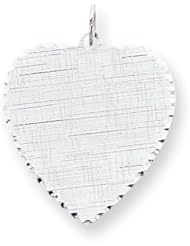 Sterling Silver Engraveable Heart Patterned Disc Charm