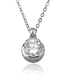 Sterling Silver 8mm Cubic Zirconia Pendant, 18