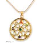 Gold vermeil and moonstone choker, 'Indian Sun'