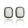 Sterling Silver Marcasite and White Agate Rectangle Earrings
