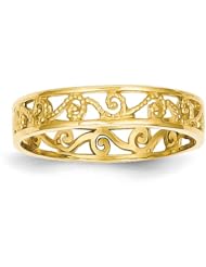 14k Yellow gold Polished & Textured Baby Ring Band