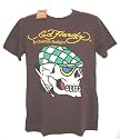 Ed Hardy Men's Short Sleeve Tee Shirt - Skull Racer - Brown