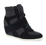 Womens Wedge High Top Trainer Ladies Faux Suede Lace Up Leisure Shoe Boot Size 3 4 5 6 7 8