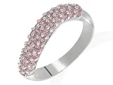 Image of Ladies Sterling Silver Pink Cubic Zirconia Cluster Band Ring