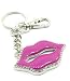 Sexy Hot Pink Lips Charm Key Chain with Key Ring & Clip and Ice Crystal Accents ~ Com...