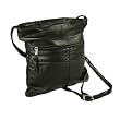 Genuine Lambskin Leather Large Womens Handbag w/ Outside Pocket BLACK