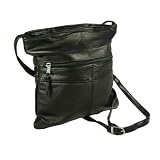 Genuine Lambskin Leather Crossbody Handbag (Black)