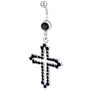 Belly Button Rings Black Crystal Celtic Cross Outline Easter Holiday Belly Navel Ring Body Jewelry