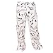 Musical Notes Band Black White Wording Fun Print Novelty tie cord flannel cotton pants for lounging, sleep, sports. Unisex relaxed fit, available in 5 adult sizes