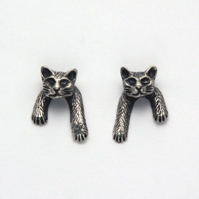 Small Cat Head with Front Paws Earrings
