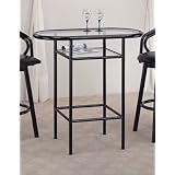 Sleek, Black, Modern Bar Table With Glass Top by 