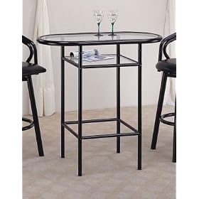 Sleek, Black, Modern Bar Table With Glass Top by 