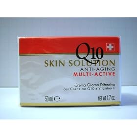 Q10 Skin Solution Anti-Aging Multi-Active Daily Defense Cream with Coenzyme Q10 and Vitamin-C, 1.7 Oz.