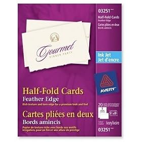 Avery Half-Fold Feather-Edge Greeting Cards for Inkjet Printers, 5.5 x 8.5 Inches, White, Pack of 20 (3251)