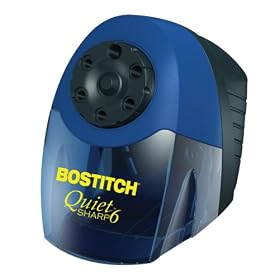 Stanley Bostitch QuietSharp6 Classroom Pencil Sharpener With 6-holes And Quiet Motor, Blue (EPS10HC)