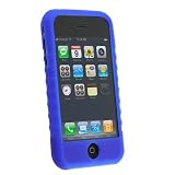 Apple iPhone Premium Travel / Wall / Battery Charger + blue Silicone case By Eforcity