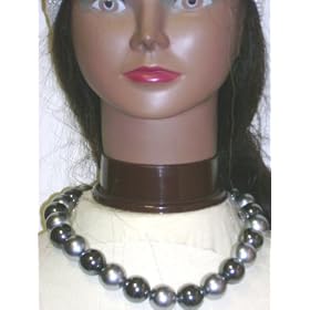 Large Onyx and Antique Silver Pearl Short Chain Necklace and Earrings