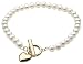 White Freshwater Pearl Toggle Heart Bracelet in 14K Yellow Gold