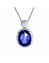 18K White Gold Tanzanite and Diamond Pendant -- LIFETIME WARRANTY