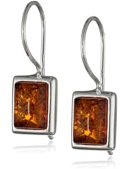 Sterling Silver Honey Amber Rectangular Earrings