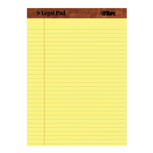 TOPS The Legal Pads, Legal Rule, 8.5 x 11.75 Inches, Canary, Perforated, 50 Sheets/Pad, 12 Pads/Pack (7532) TOPS The Legal Pads, Legal Rule, 8.5 x 11.75 Inches, Canary, Perforated, 50 Sheets/Pad, 12 Pads/Pack (7532)