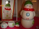 Hallmark Porcelain Snowman Salt and Pepper Shakers and Toothpick Holder