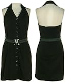 HOTKISS Stretch Halter Shirt Dress W/ Belt, Small, Black, 521-52896
