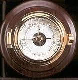 Nautical Boat Teak Wood Base & Brass German Precision Barometer