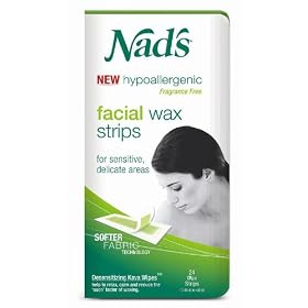 Nad's Hypoallergenic Facial Wax Strips, 24 strips (Pack of 2)