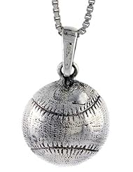 Sterling Silver Baseball Pendant, 1 inch