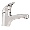 Sanifri 470010380 Waschtisch Mischer "Serie SaniMix", Chrom, Niederdruck mit Metall-Exenter-Garnitur 1 1/4 Zoll und ger�uschgepr�fter 40mm Sedal-Kartusche
