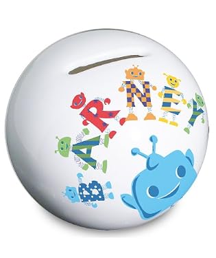 Personalised Boys Robot Moneybox