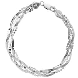 Sterling Silver Braided Flat Toilette and Link 7.5in Bracelet