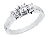 Diamond Engagement Anniversary Three Stone Ring 1/2 Carat (ctw) in 14K White Gold