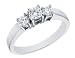 Diamond Engagement Anniversary Three Stone Ring 1/2 Carat (ctw) in 14K White Gold
