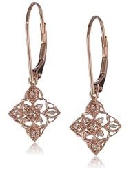 10k White, Yellow or Rose Gold Diamond Lever Back Floral Design Earrings (1/20 cttw, I-J Color, I2-I3 Clarity)