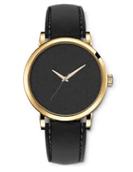 SPRAWL Aanalog Fashion Series Gold Ladies Watches of Genuine Black Leather Strap,Unique Wrist Watch for Women Girls Designed with Texture of dark gray bricks